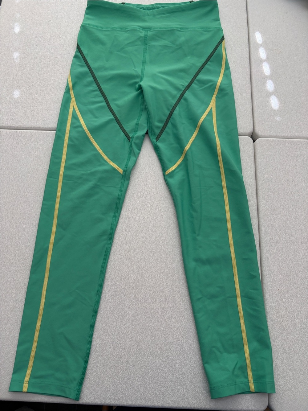 Old Navy Green Leggings with Yellow and Dark Green Accents